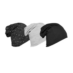 VIMAL JONNEY Unisex Black & Grey Melange Printed Beanie-8