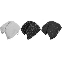 VIMAL JONNEY Set Of 3Unisex Black & Grey Printed Beanie-32