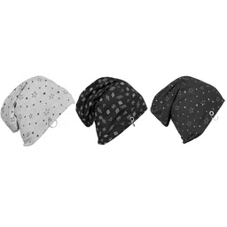 VIMAL JONNEY Unisex Set of 3 Black & Grey Printed Beanie-5