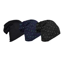 VIMAL JONNEY Set Of 3Unisex Black & Blue Printed Beanie-22