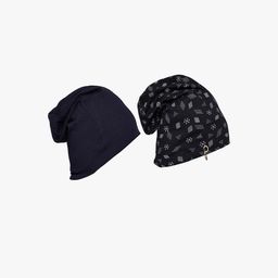 VIMAL JONNEY Unisex Set Of 2 Black & White Printed Beanie-3