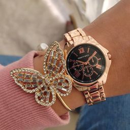 JOKER & WITCH Women Gold & Black Miami Watch Bracelet Stack-image-34