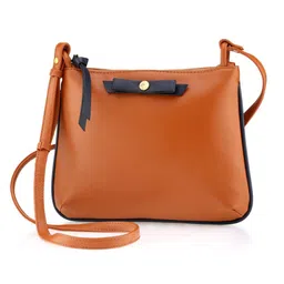 Fastrack Tan PU Structured Sling Bag with Bow Detail image 1