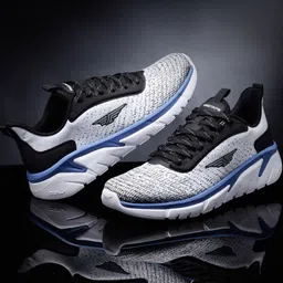 Red Tape Men Black & White Mesh Walking Shoes-14