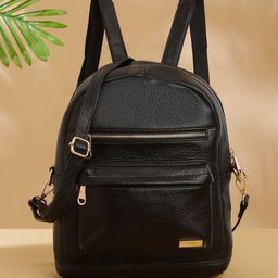 Teakwood Leathers Women Textured Zip Detail Backpack-17