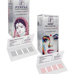 PERPAA Premium Kumkum Set Of 2 Round Stick On Bindi Book - Red & Black-7