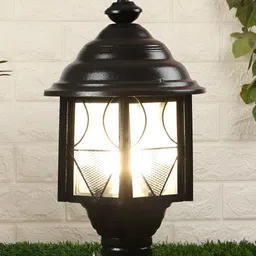 DENICRAAS Black & Beige Textured Cylinder Iron Outdoor Lamps-22