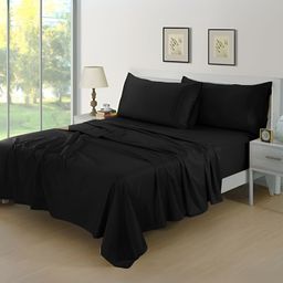 Aurave Black 400 TC King Bedsheet With 2 Pillow Covers-image-80