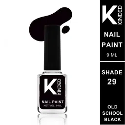 KINDED Long Stay Glossy Finish Nail Polish - 9ml - Old School Black 29-33