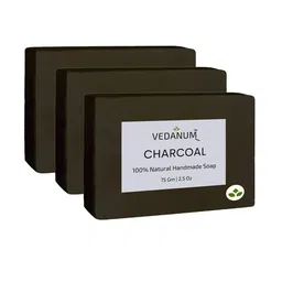VEDANUM Set of 3 Charcoal Natural Handmade Soap for Exfoliation - 75 g each-32