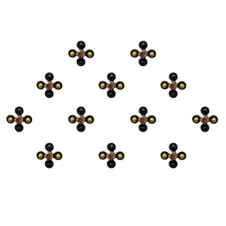 Comet Busters 12 Pcs Embellished Reusable Designer Bindis - Black & Gold-Toned image 3