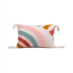 STITCHNEST White & Red Embroidered Rectangle Cushion Covers image 3
