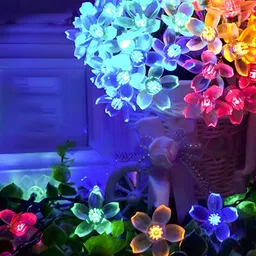 ENORMITY Green & Blue Flower Shape Bulb String Lights image 3