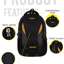 Impulse Brand Logo Printed Large Backpack with Compression Straps image 2