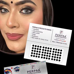 PERPAA Premium Kumkum Set Of 2 Round Stick On Bindi Book - Red & Black image 3