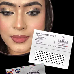 PERPAA Premium Kumkum Set Of 2 Round Stick On Bindi Book - Red & Black image 3