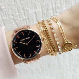 JOKER & WITCH Women Rose Gold-Toned & Black Kaiya Watch Gift Set JWBS537-image-24