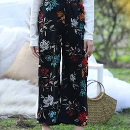 Cutiekins Girls Floral Printed Knitted Straight Palazzos-picture-17