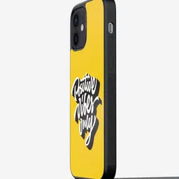 macmerise Yellow & White Positive Vibes only Design iPhone 12 Back Case-image-66