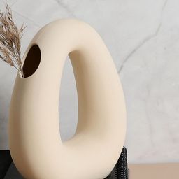 Bonhomie Cream-Colored Hollow Shaped Ceramic  Vase-image-46