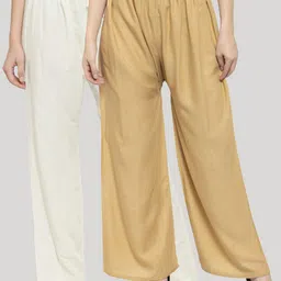 Clora Creation Women Off White & Cream-Coloured 2 Palazzos-13