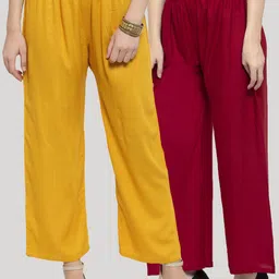 Clora Creation Women Maroon & Mustard Yellow Set Of 2 Palazzos-image-80