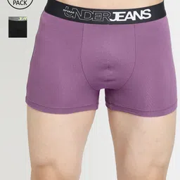 UnderJeans by Spykar Men Pack Of 2 Purple & Black Solid Trunk-picture-26