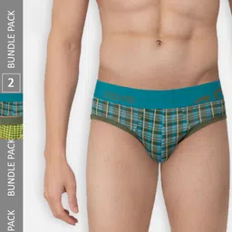 Zoiro Check Printed Cotton Basic Briefs ZO-BRI-TRE81-OLPE-PEPB-S-2PC (Pack of 2)-image-49
