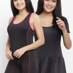 N-Gal Women Pack Of 2 Padded One Piece Legsuit Swim Wear-image-57