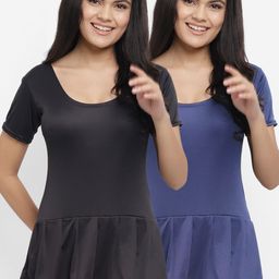 N-Gal Women Pack Of 2 Padded One Piece Legsuit Swim Wear-image-96