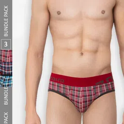 Zoiro Check Printed Cotton Basic Briefs ZO-BRI-TRE81-BCBD-MIBU-PRCR-S-3PC (Pack of 3)-image-24