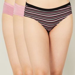 Ginger by Lifestyle Women Pink & Black Striped Hipster Briefs Pack Of 3-image-98