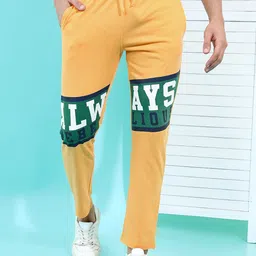 HIGHLANDER Men Yellow & Green Typography Printed Track Pant-3