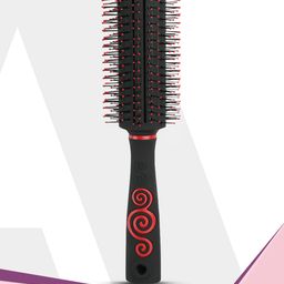 Agaro Royal Round Hair Brush for Detangling & Straightening - Black & Red-50