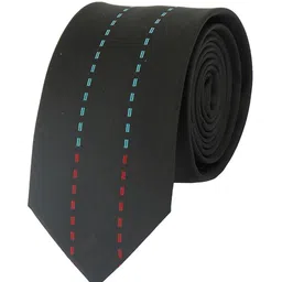 Alvaro Castagnino Men Black & Red Woven Design Skinny Tie-picture-11