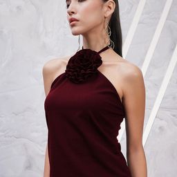Athena Halter Neck Scuba Corsage Top-picture-22