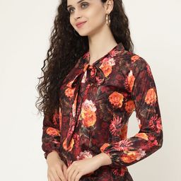 MISS AYSE Floral Print Puff Sleeve Styled Back Top-picture-28