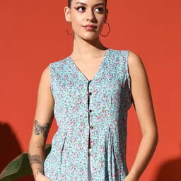 Rudraaksha Creations Floral Print Styled Back Top-image-5