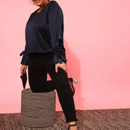 CURVY STREET Plus Size Embellished Boat Neck Top image 5