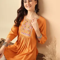 Anouk Round Neck Embroidered Top-image-76