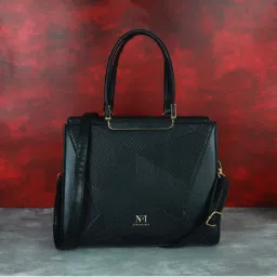 NFI Essentials Women Textured Black Satchel with Detachable Strap-picture-18
