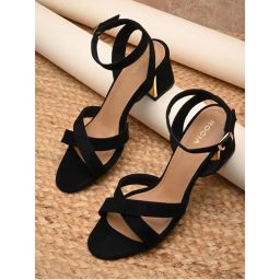 ROCIA By Regal Black Womens Classic Block Ankle Strap Sandal Heels-picture-12
