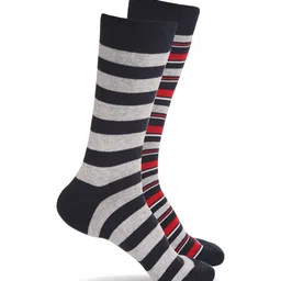 MUTAQINOTI Men Pack of 2 Striped Calf-Length Socks-57