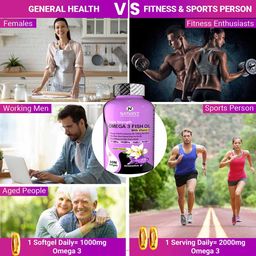 Naturyz Triple Strength Omega 3 Fish Oil 60 Softgels & Triple Strength Omega 3 Fish Oil  with Vitamin D Vanilla 60 Softgels Combo,  2 Piece(s)/Pack  image 1