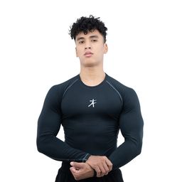 Athflex Men's Muscle Fit Full Sleeve Textured Compression T-Shirt,  Medium  Black -image-11