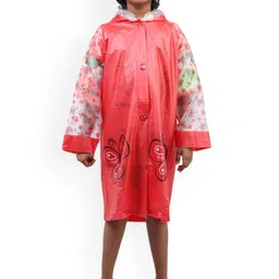 Yellow Bee Girls Printed Hooded Rain Jacket-12
