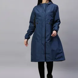 Zeel Women Navy Blue Solid Rain Jacket-52