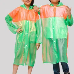 THE CLOWNFISH Kids Colourblocked Waterproof PVC Longline Rain Jacket-31