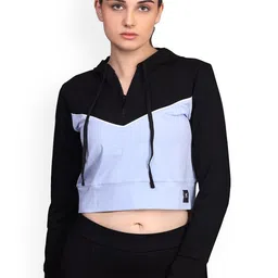 LAASA  SPORTS Hooded Lightweight Dry Fit Colorblocked Crop Cotton Tailored Jacket-20