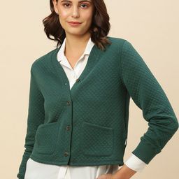 Chemistry Self Design V-Neck Crop Open Front Jacket-24